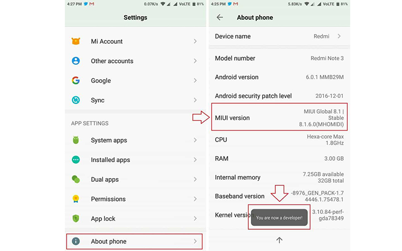 فعال‌سازی Developer Options در شیائومی (MIUI)