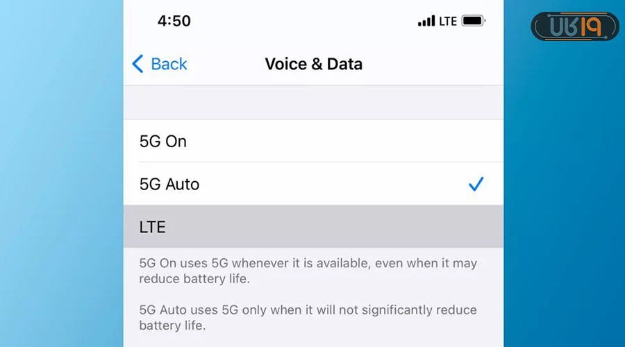 تنظیمات ایفون برای غیر فعال کردن جستوجو برای شبکه 5g
