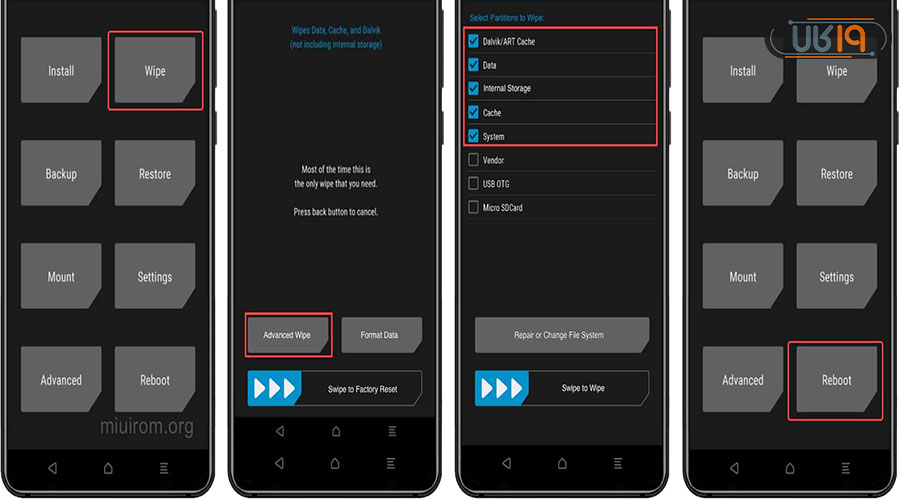 معنی wipe data در گوشی شیائومی